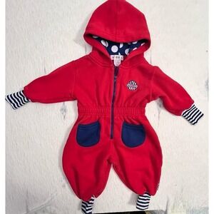 Gymboree Baby Red Hooded Jumper Bunting Polka Dot Lined Size XS 90's